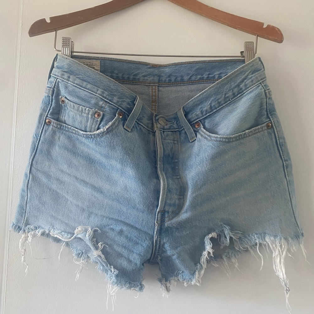 Levi's Women’s Light Blue Distressed Jean Shorts